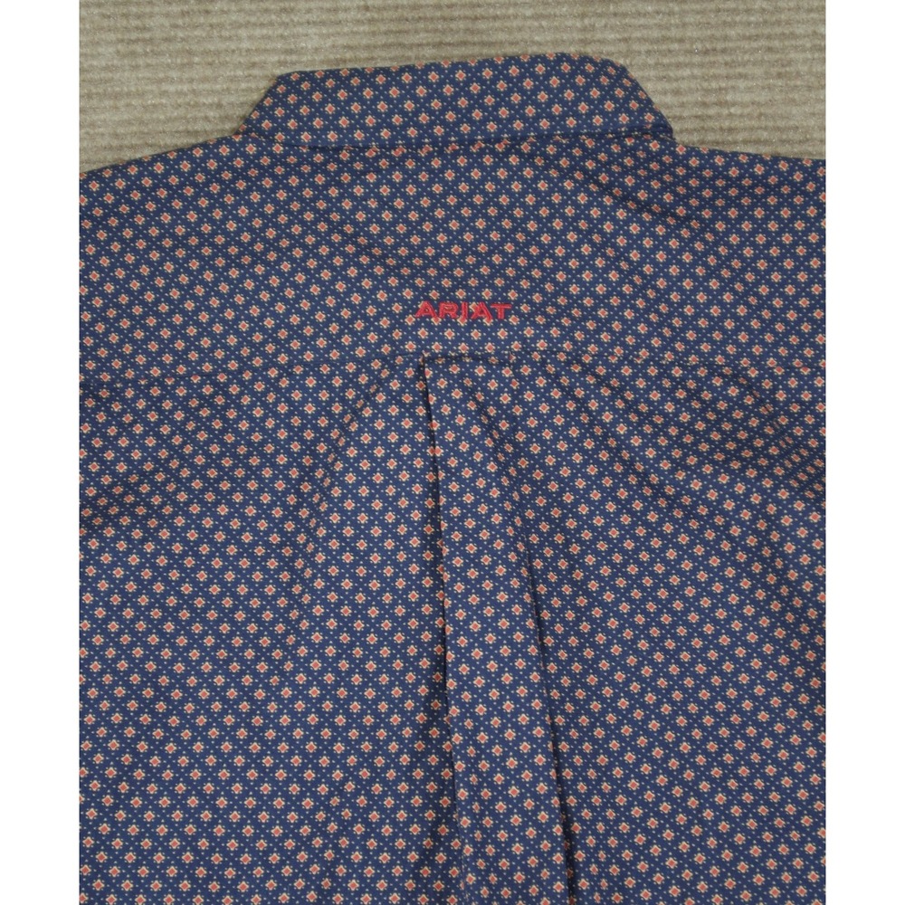 Ariat Navy Wrinkle Free Briggs Geo Print Western Shirt Long Sleeve L - Picture 6 of 12